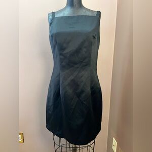 Y2K Rampage Square Neck Little Black Structured Mini Dress Size 6 Made in USA